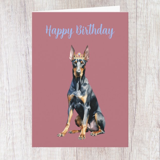 Cute Rose Gold Doberman Birthday Card (Creator Uploaded)