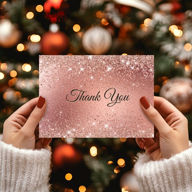 Cute rose gold faux glitter  thank you card (Creator Uploaded)