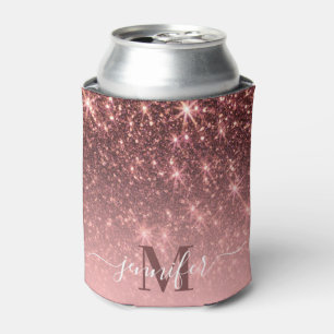 Cute Rose Gold Glitter Can Cooler