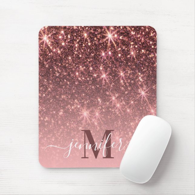 Cute Rose Gold Glitter Mouse Pad (With Mouse)