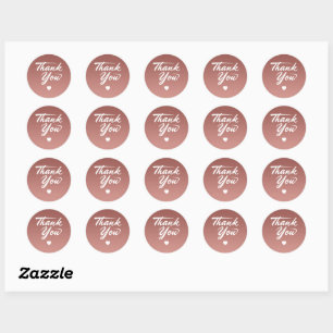 Cute Rose Gold Gradient Background Thank You Classic Round Sticker