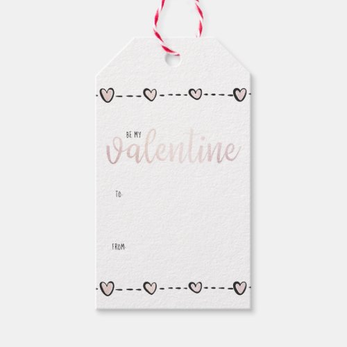 Cute Rose Gold Heart Valentines Day Gift Tags