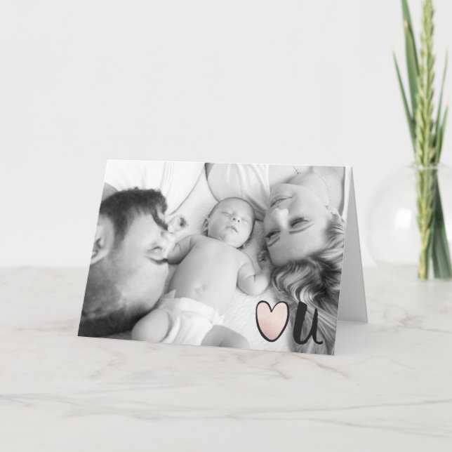 Cute Rose Gold Heart You Valentine's Day Photo Holiday Card (Front)