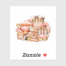 Cute Rose Gold Makeup Vanity and Pink Roses 