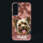 Cute Rose Gold Pink Yorkie Dog Name Pretty Chic Samsung Galaxy S22  Case<br><div class="desc">A cute phone case for the Yorkie dog owner. Featuring a Rose gold background.</div>