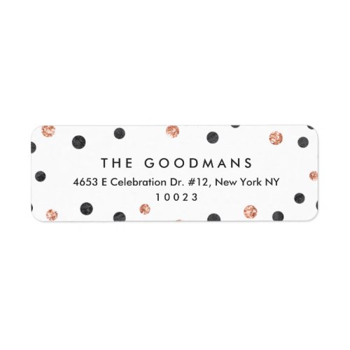 Cute Rose Gold Polka Dots Return Address Labels