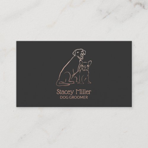 Cute Rose Gold Simple Dogs Groomers  Business Card
