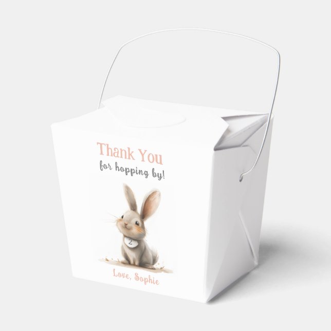 Cute Rose Kids Bunny Birthday Thank You Favor Boxes (Front Side)