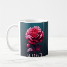 Cute Rose Monogram Water Bottle Rose Coffee mug