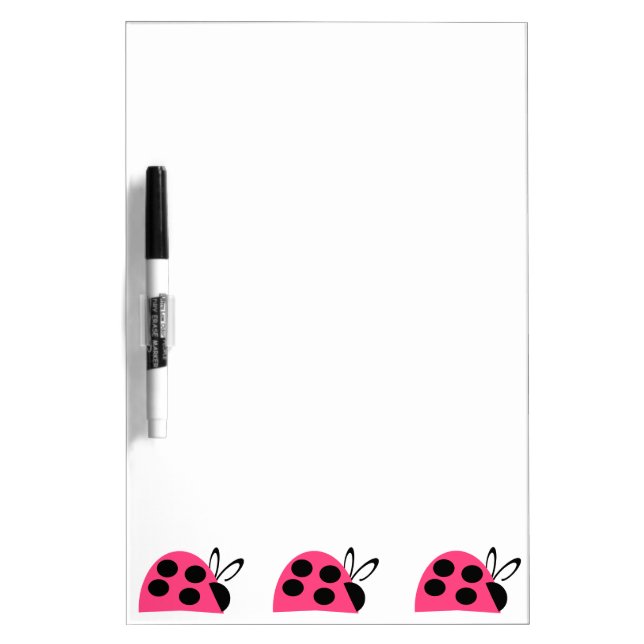 Cute Rose Pink Ladybug Dry Erase Board (Front)