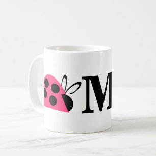 Cute Rose Pink Ladybug Personalized Coffee Mug