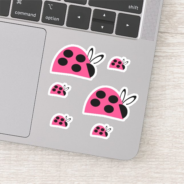 Cute Rose Pink Ladybug Sticker (Detail)