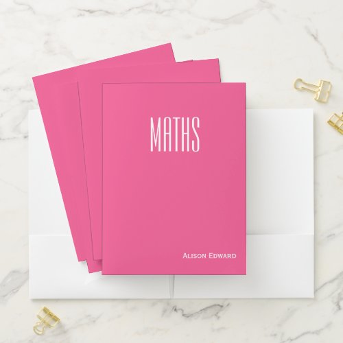 Cute Rose Pink Personalized School Subject Pocket Folder