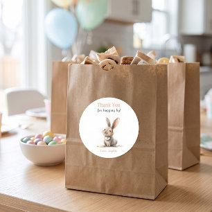 Cute Rose Thank You Bunny Birthday Classic Round Sticker