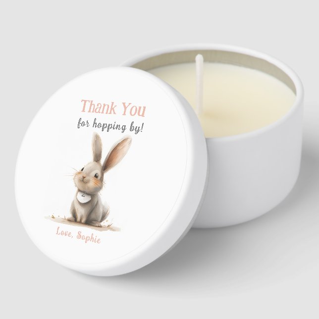 Cute Rose Thank You Bunny Birthday  Mini Candle Favors (Corner)