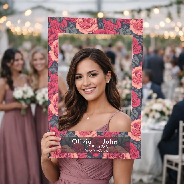 Cute Rose Wedding Backdrop Selfie Frame (Wedding)