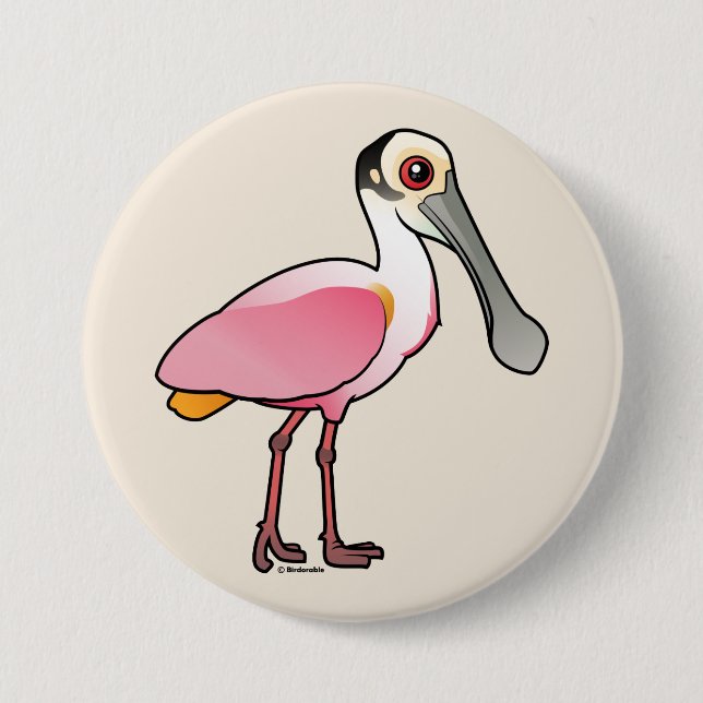 Cute Roseate Spoonbill Button (Front)