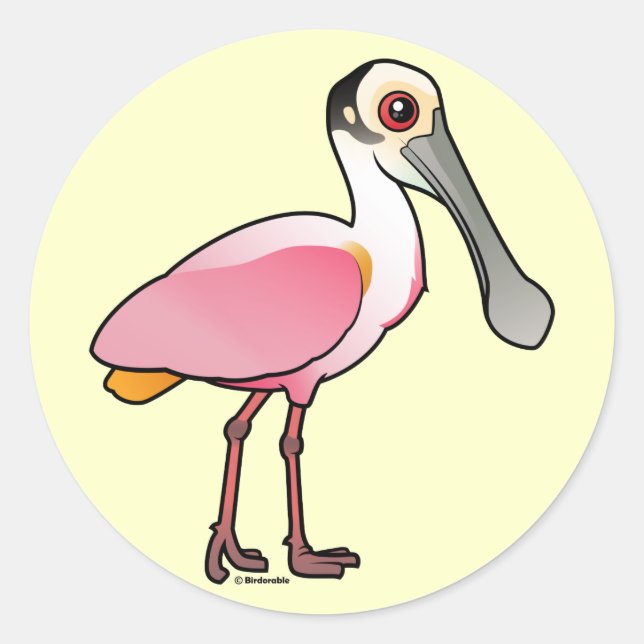 Cute Roseate Spoonbill Classic Round Sticker (Front)