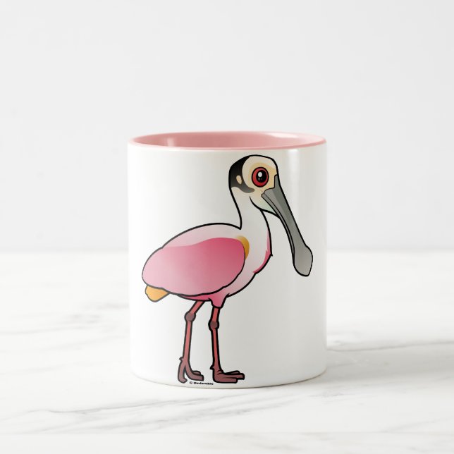 Cute Roseate Spoonbill Two-Tone Coffee Mug (Center)