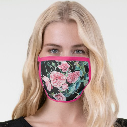 Cute Roses flower Pattern floral art Face Mask