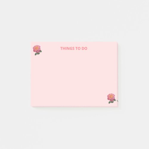 Cute Roses on Pink Things To Do Post_it Notes