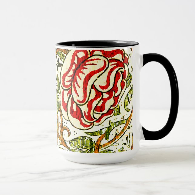 Cute Roses Vintage William Morris Wallpaper Mug (Right)
