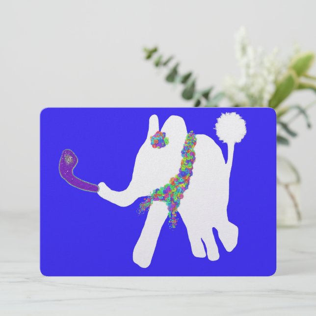 Cute Rosh Hashanah ראש השנה shofar white elephant  Holiday Card (Standing Front)