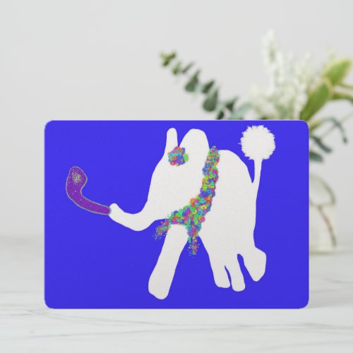 Cute Rosh Hashanah shofar and white elephant  Holiday Card