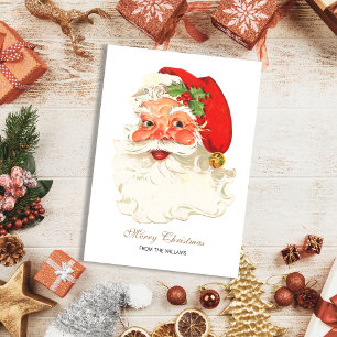 Cute Rosy Cheeks Retro Santa Christmas Holiday Card