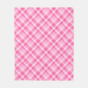 Cute Rosy Pink Plaid Pattern Medium Fleece Blanket