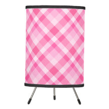 Cute Rosy Pink Plaid Pattern Tripod Lamp