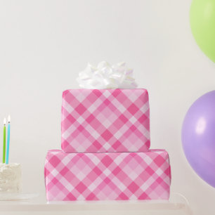 Cute Rosy Pink Plaid Pattern Wrapping Paper