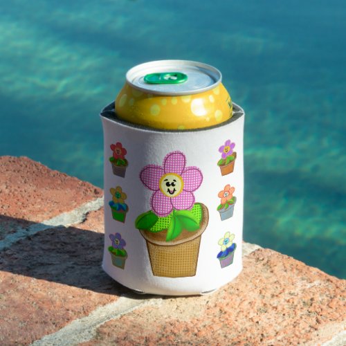 Cute Rosy Posy Potted Flowers Can Cooler