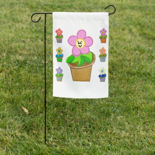 Cute Rosy Posy Potted Flowers Garden Flag