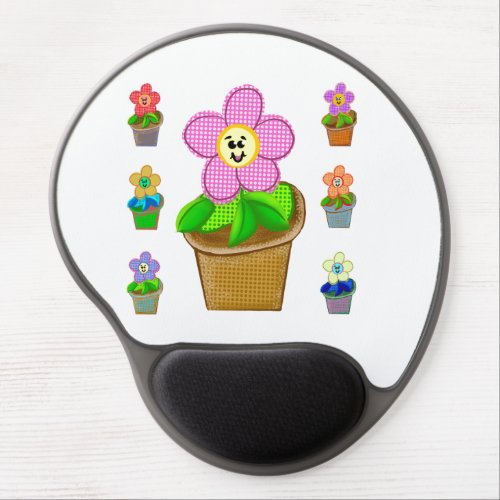 Cute Rosy Posy Potted Flowers Gel Mouse Pad