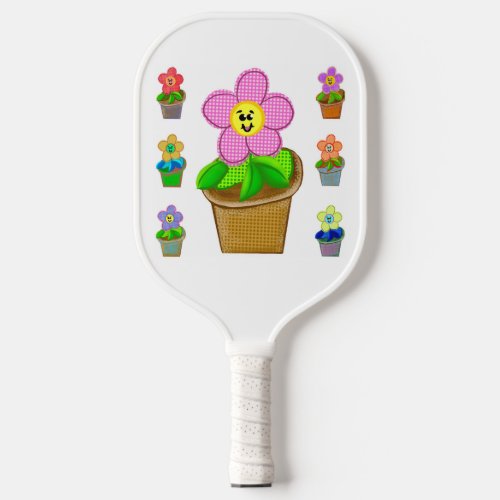 Cute Rosy Posy Potted Flowers Pickleball Paddle