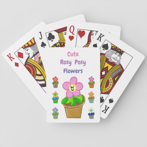 Cute Rosy Posy Potted Flowers Playing Cards