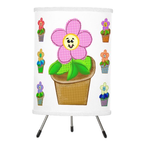 Cute Rosy Posy Potted Flowers Tripod Table Lamp