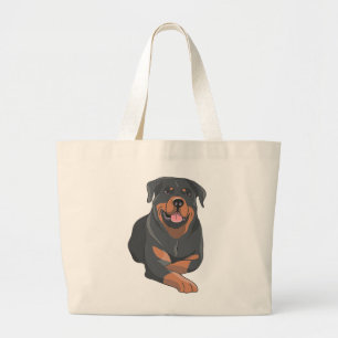 Cute Rottie Puppy Dog Mom Cartoon Rottweiler To Large Tote Bag