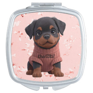 Cute Rottie Puppy Love Personalized Compact Mirror