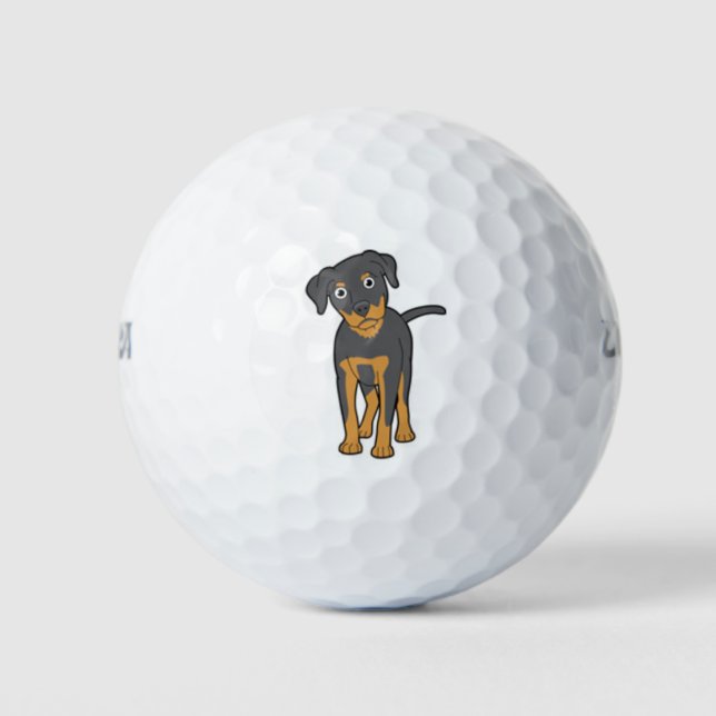 cute rottweil dog golf ball (Front)