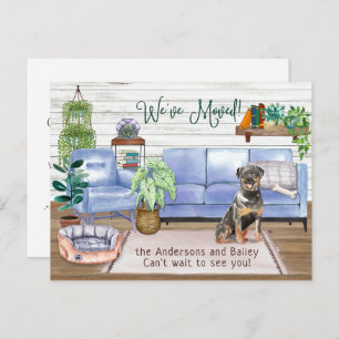 Cute Rottweiler Cozy New Home Moving Announcement Postcard