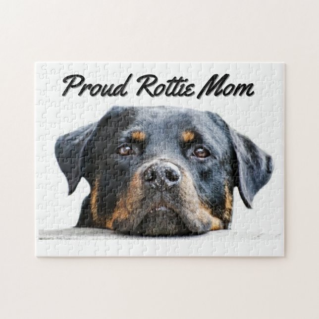 Cute Rottweiler Dog Breed | Proud Rottie Mom Jigsaw Puzzle (Horizontal)