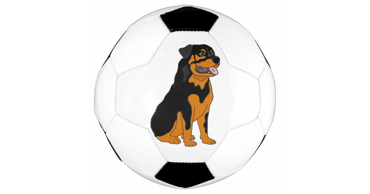 Cute Rottweiler Dog Cartoon Soccer Ball