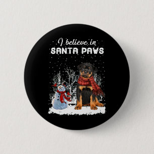 Cute Rottweiler Dog Christmas Snowman Christmas Pa Button