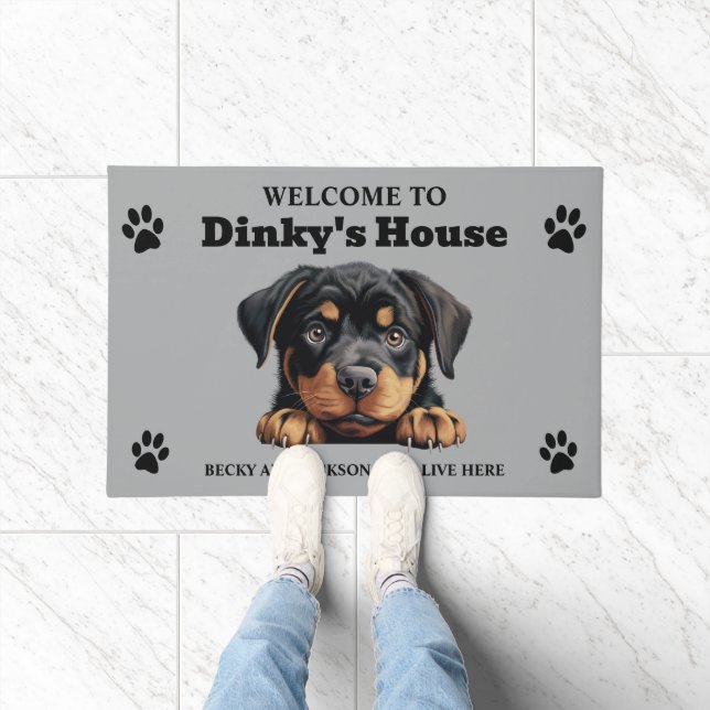 Cute Rottweiler Dog Photo Doormat (Indoor)