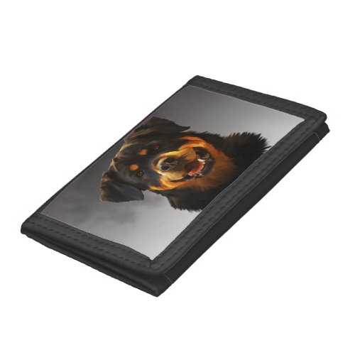 Cute Rottweiler Dog Water Color Art Portrait Tri_fold Wallet