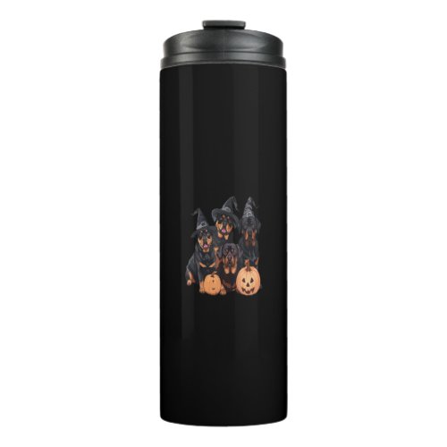 Cute Rottweiler Dogs Happy Halloween Pumpkin Funny Thermal Tumbler