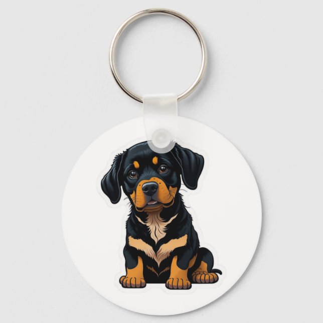 Cute Rottweiler - Gifts for Rottweiler Dog Owners  Keychain (Front)