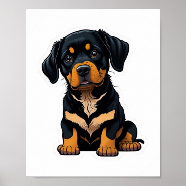 Cute Rottweiler - Gifts for Rottweiler Dog Owners  Poster (Front)